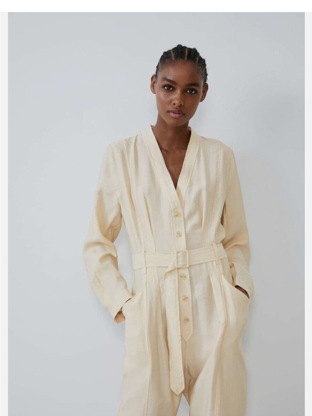 Zara Cream Utility Jumpsuit with Belted Waist - Picture 6 of 10